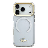 Apple iPhone 17 Pro Kılıf Lacoste Orjinal Lisanslı M-safe Şarj Özellikli Gold Timsah Logolu Buzlu Kapak
