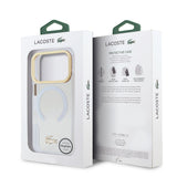Apple iPhone 17 Pro Kılıf Lacoste Orjinal Lisanslı M-safe Şarj Özellikli Gold Timsah Logolu Buzlu Kapak