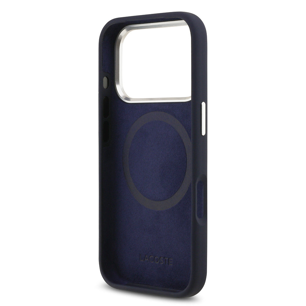 Apple iPhone 17 Pro Kılıf Lacoste Orjinal Lisanslı M-safe Şarj Özellikli İkonik Logolu Metal Kamera Çerçeveli Silikon Kapak