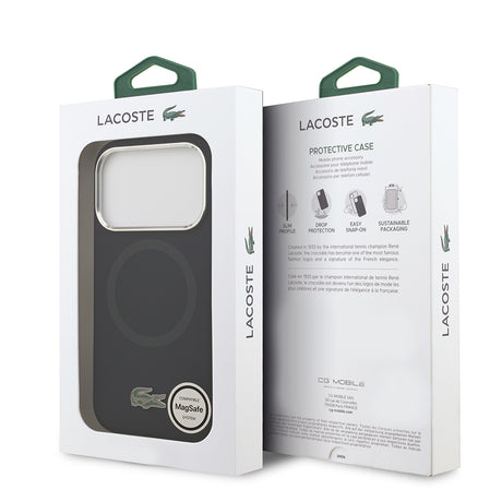 Apple iPhone 17 Pro Kılıf Lacoste Orjinal Lisanslı M-safe Şarj Özellikli İkonik Logolu Metal Kamera Çerçeveli Silikon Kapak
