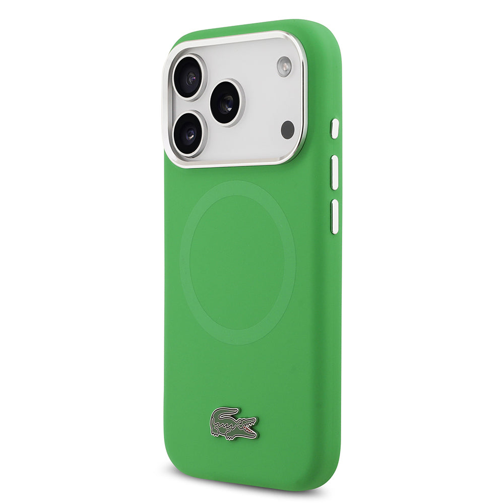 Apple iPhone 17 Pro Kılıf Lacoste Orjinal Lisanslı M-safe Şarj Özellikli İkonik Logolu Metal Kamera Çerçeveli Silikon Kapak