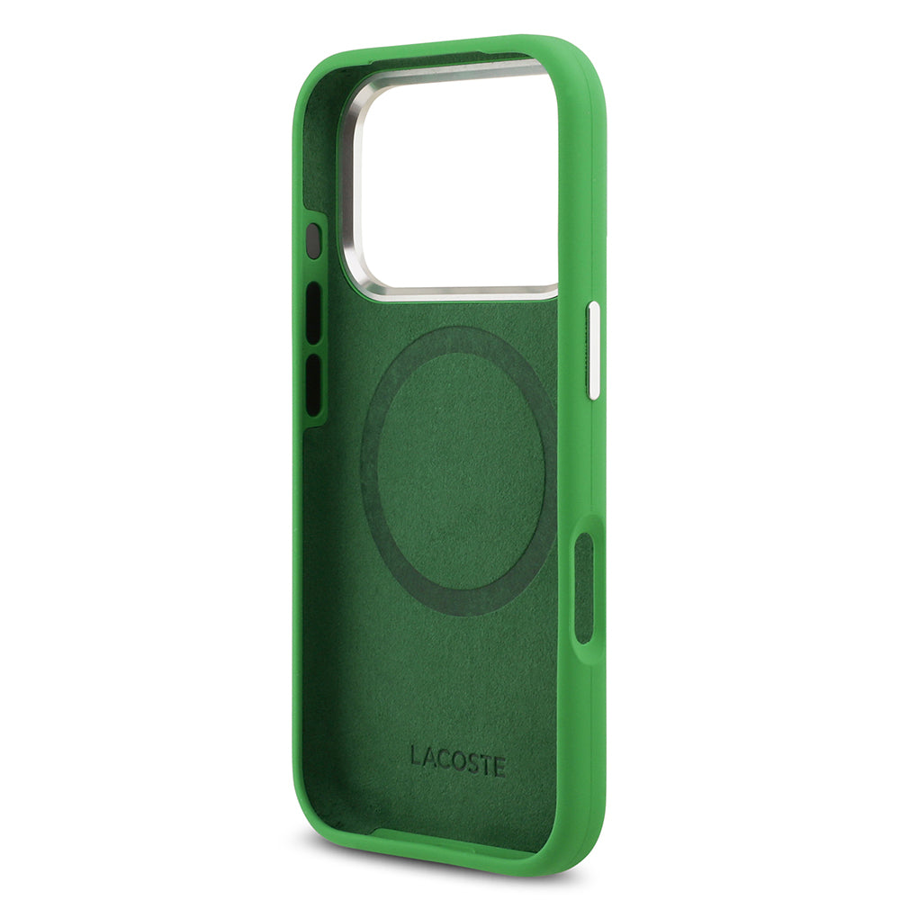 Apple iPhone 17 Pro Kılıf Lacoste Orjinal Lisanslı M-safe Şarj Özellikli İkonik Logolu Metal Kamera Çerçeveli Silikon Kapak
