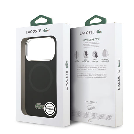 Apple iPhone 17 Pro Kılıf Lacoste Orjinal Lisanslı M-safe Şarj Özellikli İkonik Logolu Metal Kamera Çerçeveli Silikon Kapak