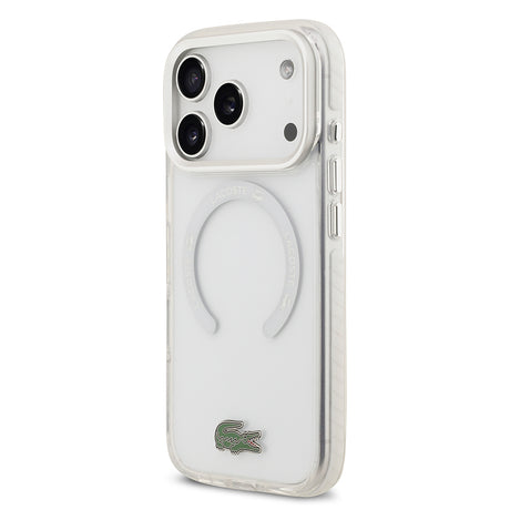 Apple iPhone 17 Pro Kılıf Lacoste Orjinal Lisanslı M-safe Şarj Özellikli İkonik Timsah Logolu Buzlu Kapak