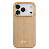 Apple iPhone 17 Pro Kılıf Lacoste Orjinal Lisanslı M-safe Şarj Özellikli PU Deri Tasarımlı Karışık Monogram Desenli Kapak