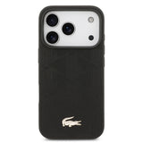 Apple iPhone 17 Pro Kılıf Lacoste Orjinal Lisanslı M-safe Şarj Özellikli PU Deri Tasarımlı Karışık Monogram Desenli Kapak