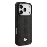 Apple iPhone 17 Pro Kılıf Lacoste Orjinal Lisanslı M-safe Şarj Özellikli PU Deri Tasarımlı Karışık Monogram Desenli Kapak
