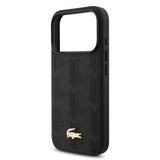 Apple iPhone 17 Pro Kılıf Lacoste Orjinal Lisanslı M-safe Şarj Özellikli PU Deri Tasarımlı Karışık Monogram Desenli Kapak