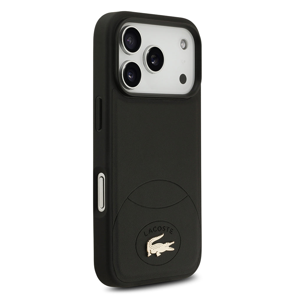 Apple iPhone 17 Pro Kılıf Lacoste Orjinal Lisanslı M-safe Şarj Özellikli PU Deri Tasarımlı Metal Logolu Kapak