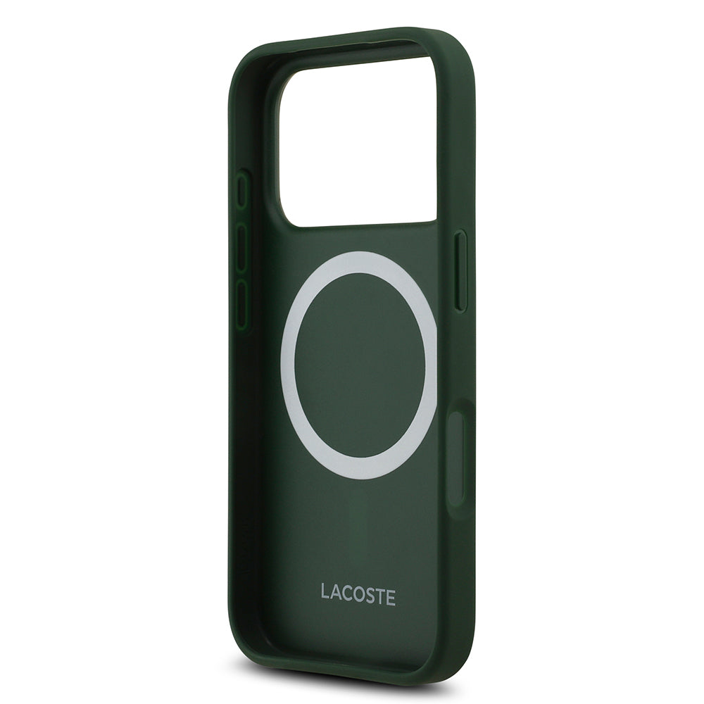 Apple iPhone 17 Pro Kılıf Lacoste Orjinal Lisanslı M-safe Şarj Özellikli PU Deri Tasarımlı Metal Logolu Kapak