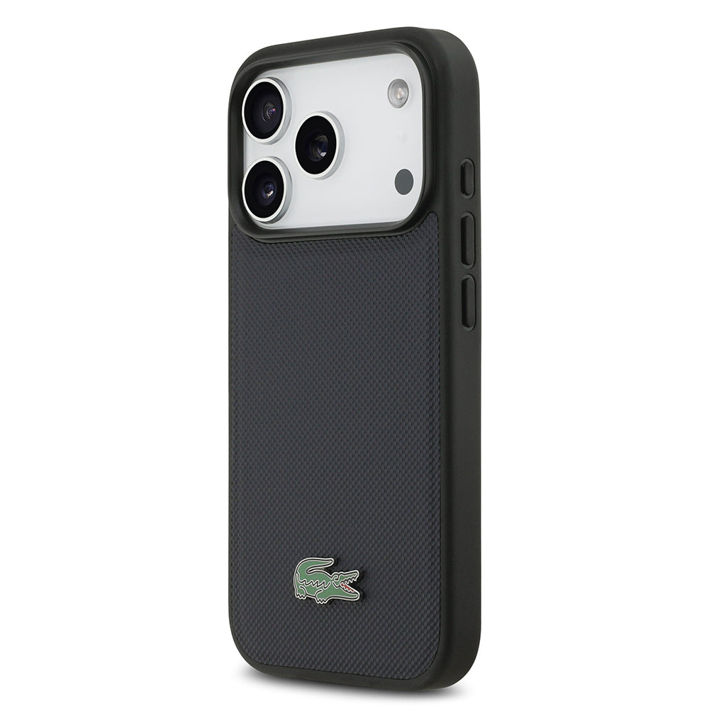 Apple iPhone 17 Pro Kılıf Lacoste Orjinal Lisanslı M-safe Şarj Özellikli PU Pike Desenli Metal Logolu Kapak