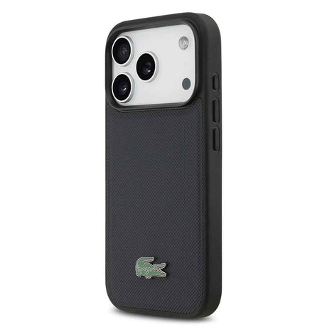 Apple iPhone 17 Pro Kılıf Lacoste Orjinal Lisanslı M-safe Şarj Özellikli PU Pike Desenli Metal Logolu Kapak