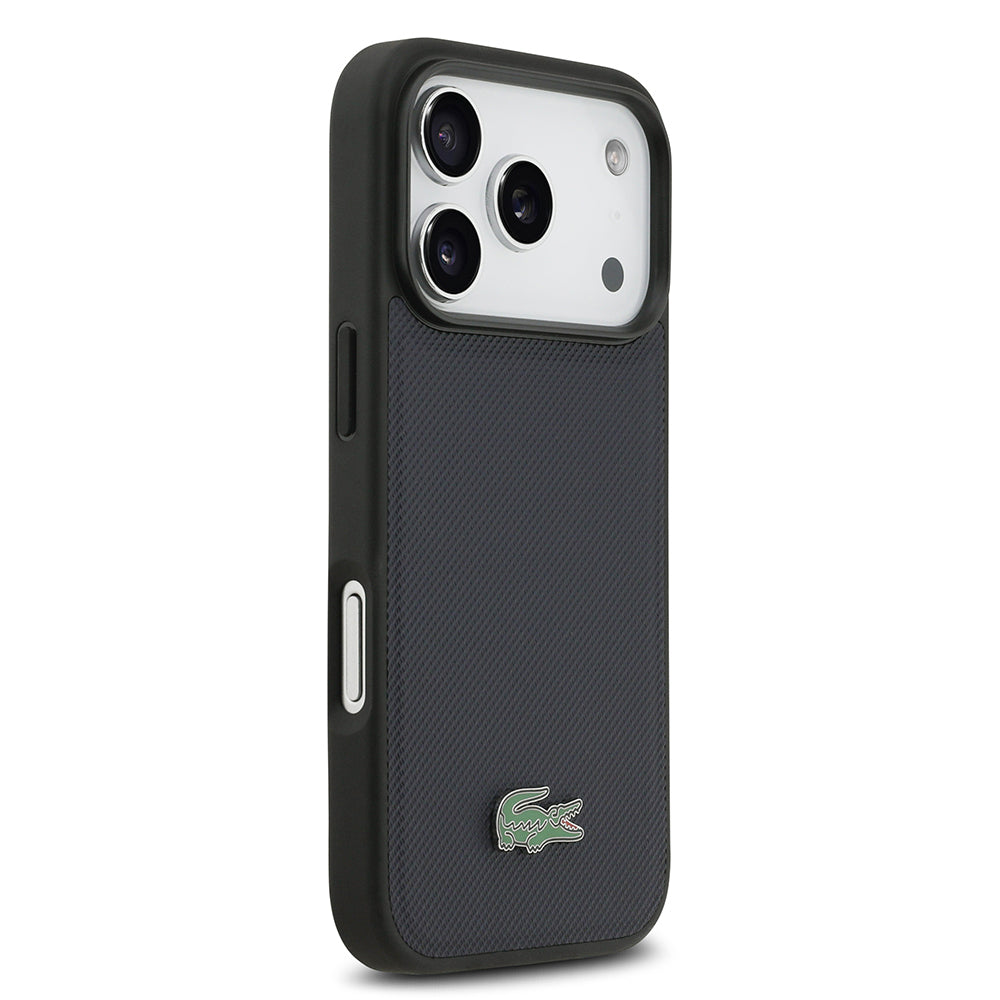 Apple iPhone 17 Pro Kılıf Lacoste Orjinal Lisanslı M-safe Şarj Özellikli PU Pike Desenli Metal Logolu Kapak
