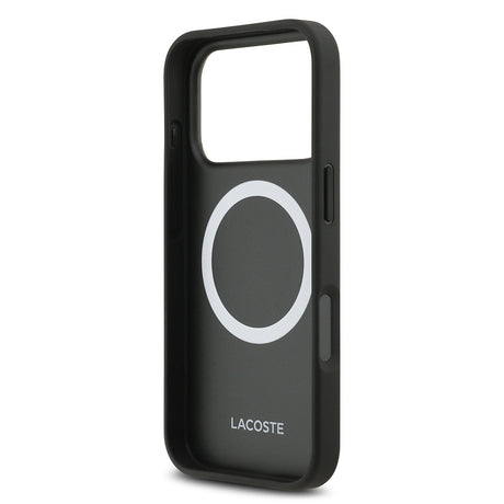 Apple iPhone 17 Pro Kılıf Lacoste Orjinal Lisanslı M-safe Şarj Özellikli PU Pike Desenli Metal Logolu Kapak