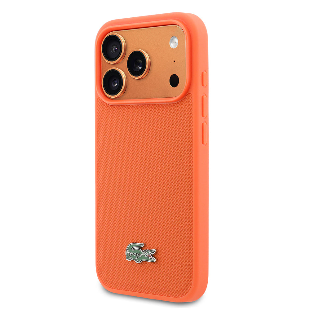 Apple iPhone 17 Pro Kılıf Lacoste Orjinal Lisanslı M-safe Şarj Özellikli PU Pike Desenli Metal Logolu Kapak