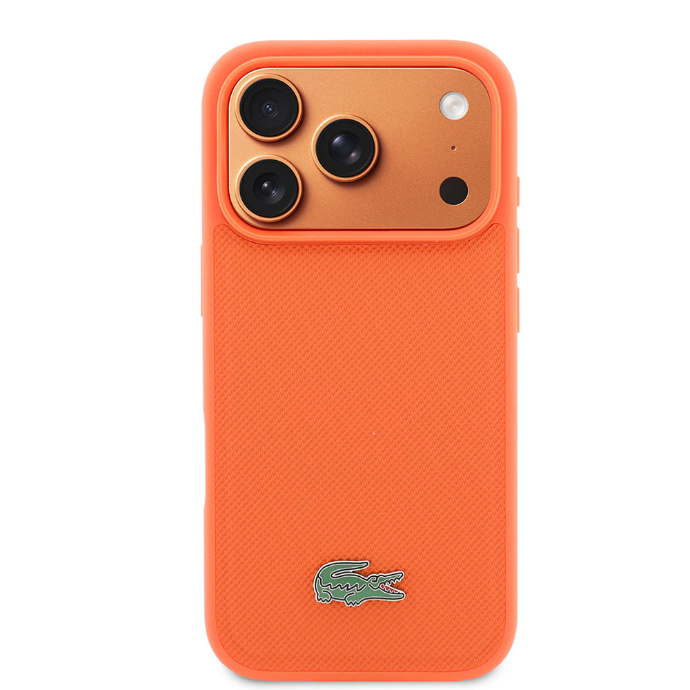 Apple iPhone 17 Pro Kılıf Lacoste Orjinal Lisanslı M-safe Şarj Özellikli PU Pike Desenli Metal Logolu Kapak