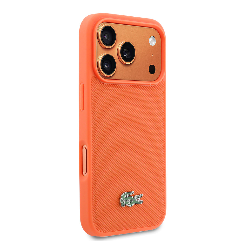 Apple iPhone 17 Pro Kılıf Lacoste Orjinal Lisanslı M-safe Şarj Özellikli PU Pike Desenli Metal Logolu Kapak