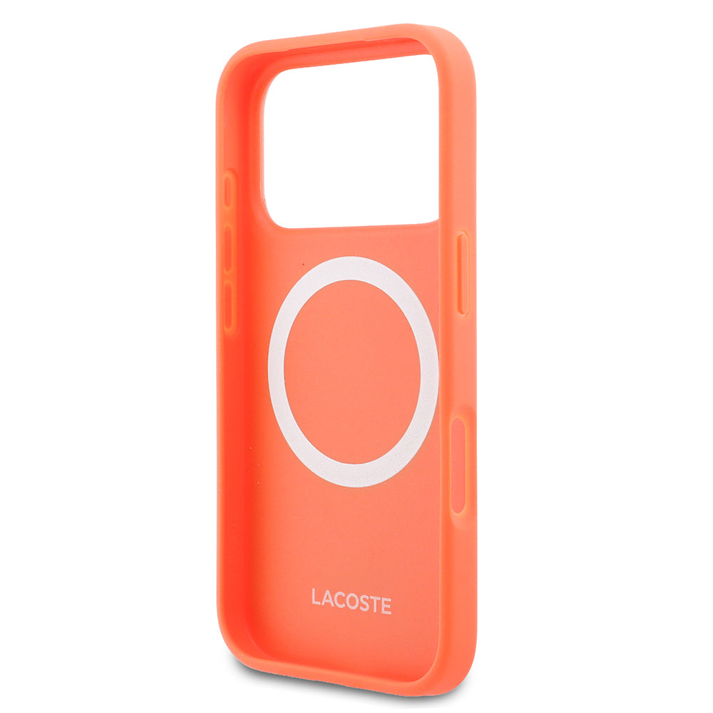 Apple iPhone 17 Pro Kılıf Lacoste Orjinal Lisanslı M-safe Şarj Özellikli PU Pike Desenli Metal Logolu Kapak
