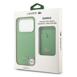 Apple iPhone 17 Pro Kılıf Lacoste Orjinal Lisanslı M-safe Şarj Özellikli PU Pike Desenli Metal Logolu Kartlıklı Kapak