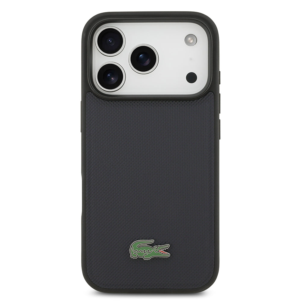 Apple iPhone 17 Pro Kılıf Lacoste Orjinal Lisanslı M-safe Şarj Özellikli PU Pike Desenli Metal Logolu Kartlıklı Kapak
