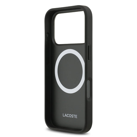 Apple iPhone 17 Pro Kılıf Lacoste Orjinal Lisanslı M-safe Şarj Özellikli PU Pike Desenli Metal Logolu Kartlıklı Kapak