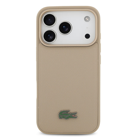 Apple iPhone 17 Pro Kılıf Lacoste Orjinal Lisanslı M-safe Şarj Özellikli PU Pike Desenli Metal Logolu Kartlıklı Kapak