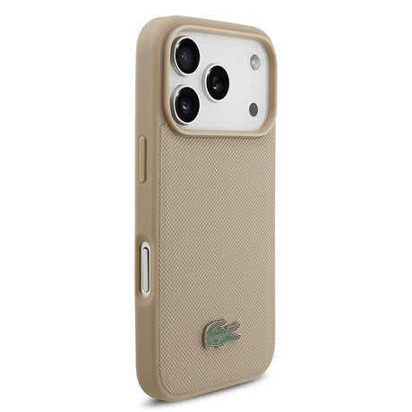 Apple iPhone 17 Pro Kılıf Lacoste Orjinal Lisanslı M-safe Şarj Özellikli PU Pike Desenli Metal Logolu Kartlıklı Kapak