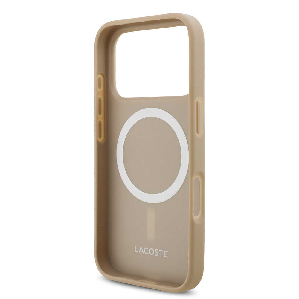 Apple iPhone 17 Pro Kılıf Lacoste Orjinal Lisanslı M-safe Şarj Özellikli PU Pike Desenli Metal Logolu Kartlıklı Kapak