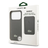 Apple iPhone 17 Pro Kılıf Lacoste Orjinal Lisanslı M-safe Şarj Özellikli PU Pike Desenli Metal Logolu Kartlıklı Kapak