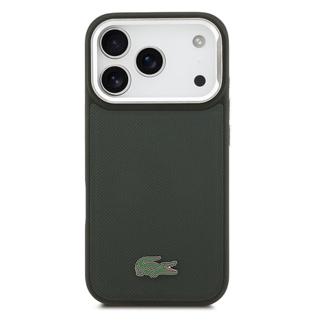 Apple iPhone 17 Pro Kılıf Lacoste Orjinal Lisanslı M-safe Şarj Özellikli PU Pike Desenli Standlı Metal Logolu Kapak