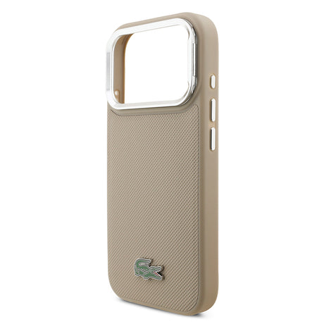 Apple iPhone 17 Pro Kılıf Lacoste Orjinal Lisanslı M-safe Şarj Özellikli PU Pike Desenli Standlı Metal Logolu Kapak