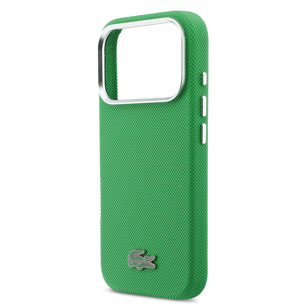 Apple iPhone 17 Pro Kılıf Lacoste Orjinal Lisanslı M-Safe Şarj Özellikli PVC Pike Desenli Arka Yüzey İkonik Timsah Dokuma Logolu Kapak