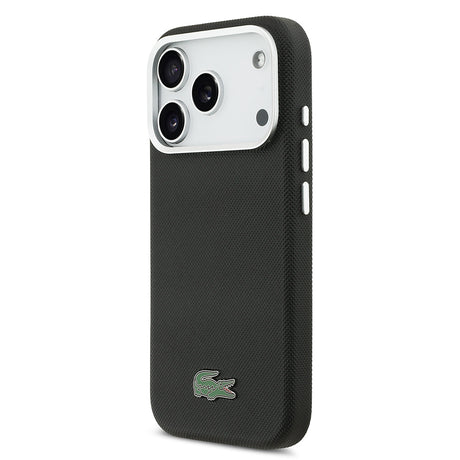 Apple iPhone 17 Pro Kılıf Lacoste Orjinal Lisanslı M-Safe Şarj Özellikli PVC Pike Desenli Arka Yüzey İkonik Timsah Dokuma Logolu Kapak