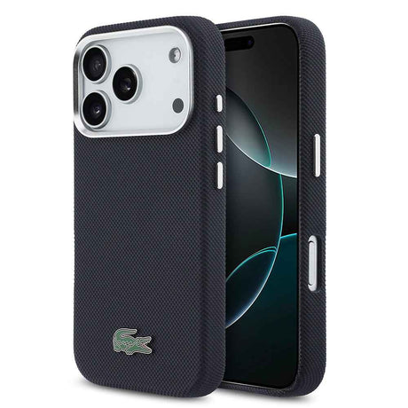 Apple iPhone 17 Pro Kılıf Lacoste Orjinal Lisanslı M-Safe Şarj Özellikli PVC Pike Desenli Arka Yüzey İkonik Timsah Dokuma Logolu Kapak