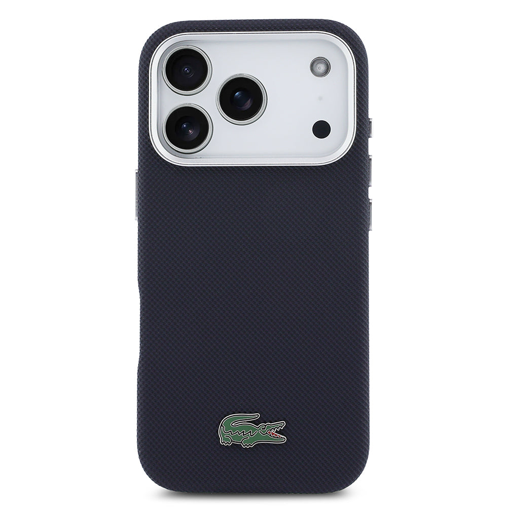 Apple iPhone 17 Pro Kılıf Lacoste Orjinal Lisanslı M-Safe Şarj Özellikli PVC Pike Desenli Arka Yüzey İkonik Timsah Dokuma Logolu Kapak