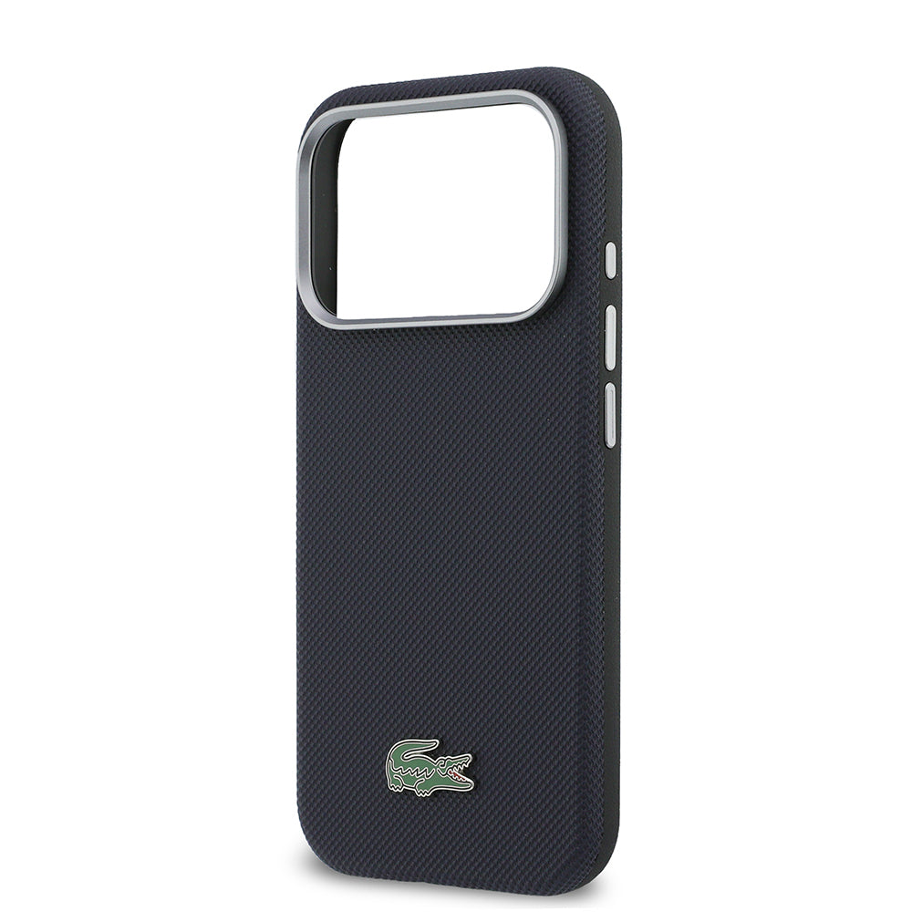 Apple iPhone 17 Pro Kılıf Lacoste Orjinal Lisanslı M-Safe Şarj Özellikli PVC Yarı Pike Desenli Arka Yüzey İkonik Timsah Dokuma Logolu Kapak