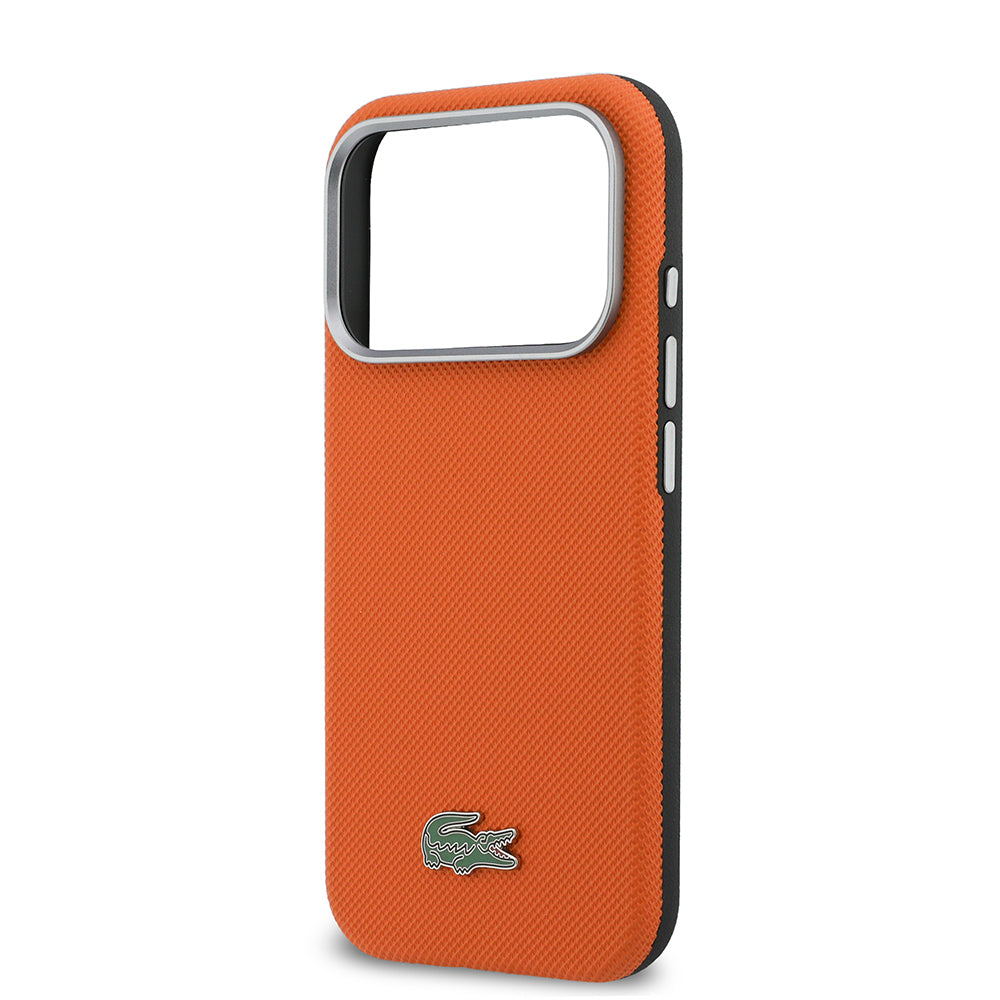 Apple iPhone 17 Pro Kılıf Lacoste Orjinal Lisanslı M-Safe Şarj Özellikli PVC Yarı Pike Desenli Arka Yüzey İkonik Timsah Dokuma Logolu Kapak