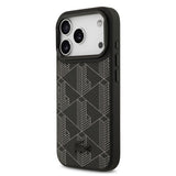 Apple iPhone 17 Pro Kılıf Lacoste Orjinal Lisanslı M-safe Şarj Özellikli Standlı PU Deri Karışık Monogram Desenli Kapak