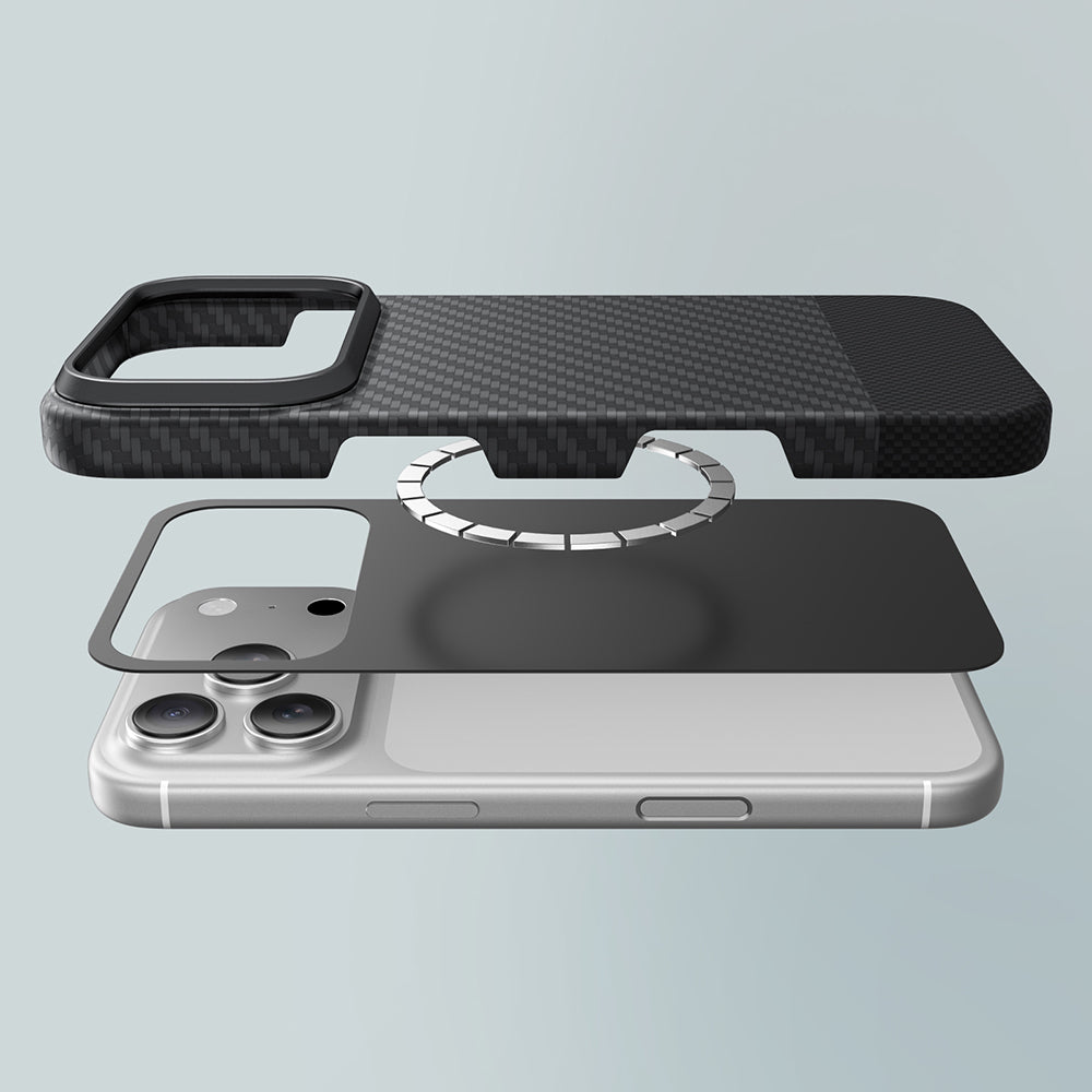 Apple iPhone 17 Pro Kılıf M-safe Şarj Özellikli 1500D Aramid Fiber Amazingthing Titan Max Serisi Kapak