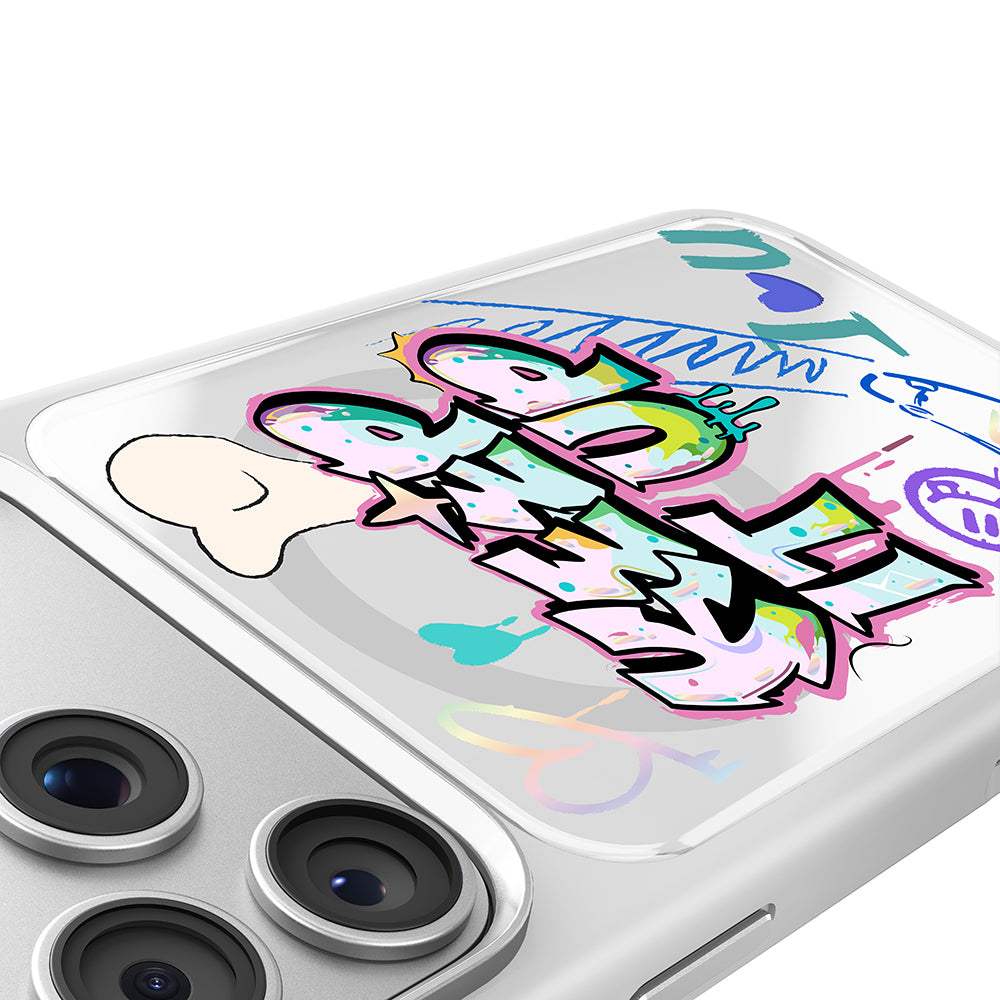 Apple iPhone 17 Pro Kılıf M-safe Şarj Özellikli 3D Baskılı Tasarım Mutural Graffiti Serisi Kapak