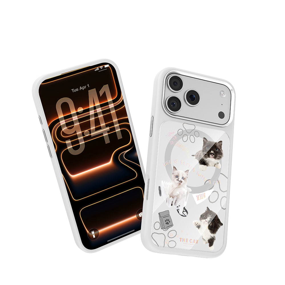 Apple iPhone 17 Pro Kılıf M-safe Şarj Özellikli 3D Baskılı Tasarım Mutural The Cat Serisi Kapak