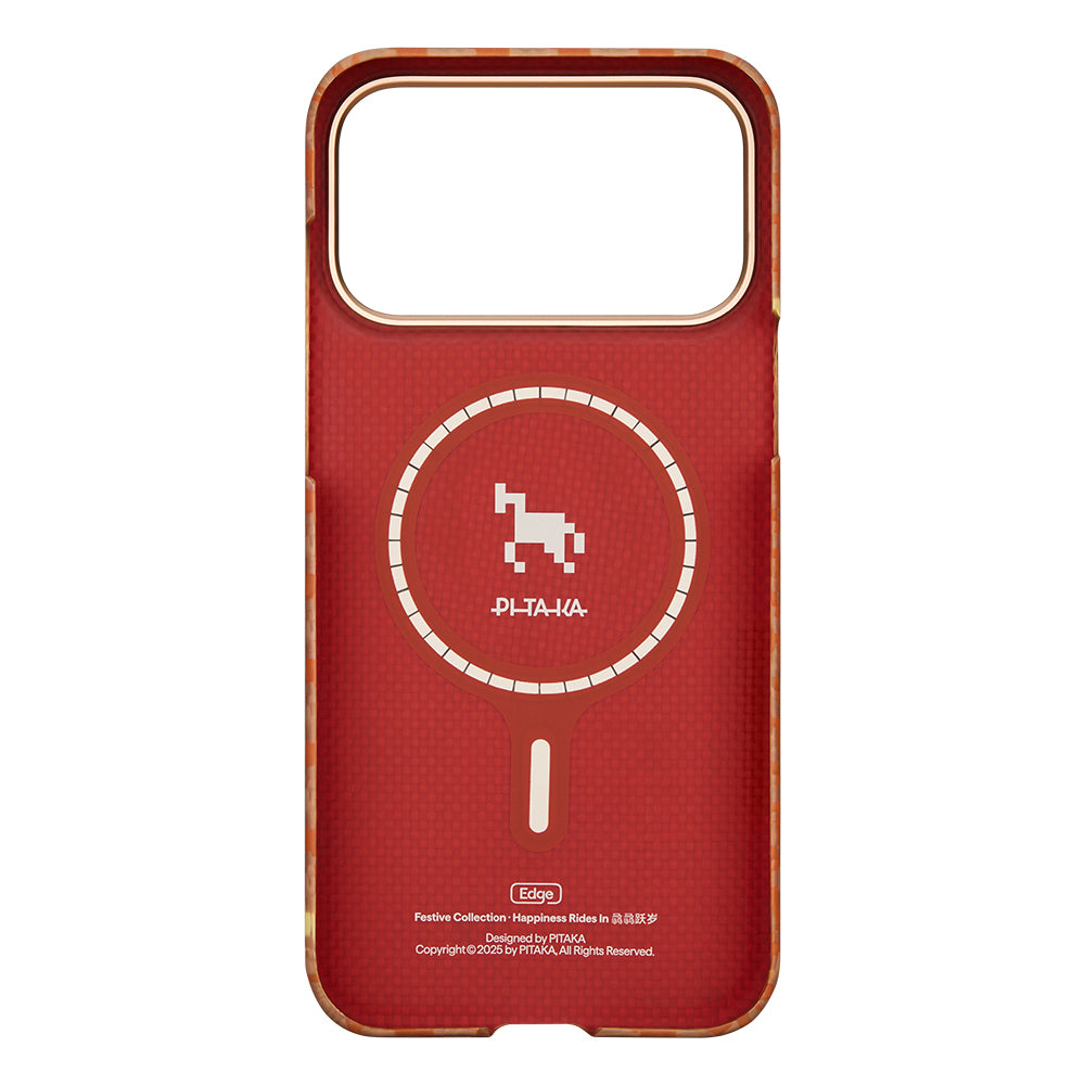 Apple iPhone 17 Pro Kılıf M-safe Şarj Özellikli Aramid Karbon Fiber Pitaka Edge Serisi Happiness Rides Kapak