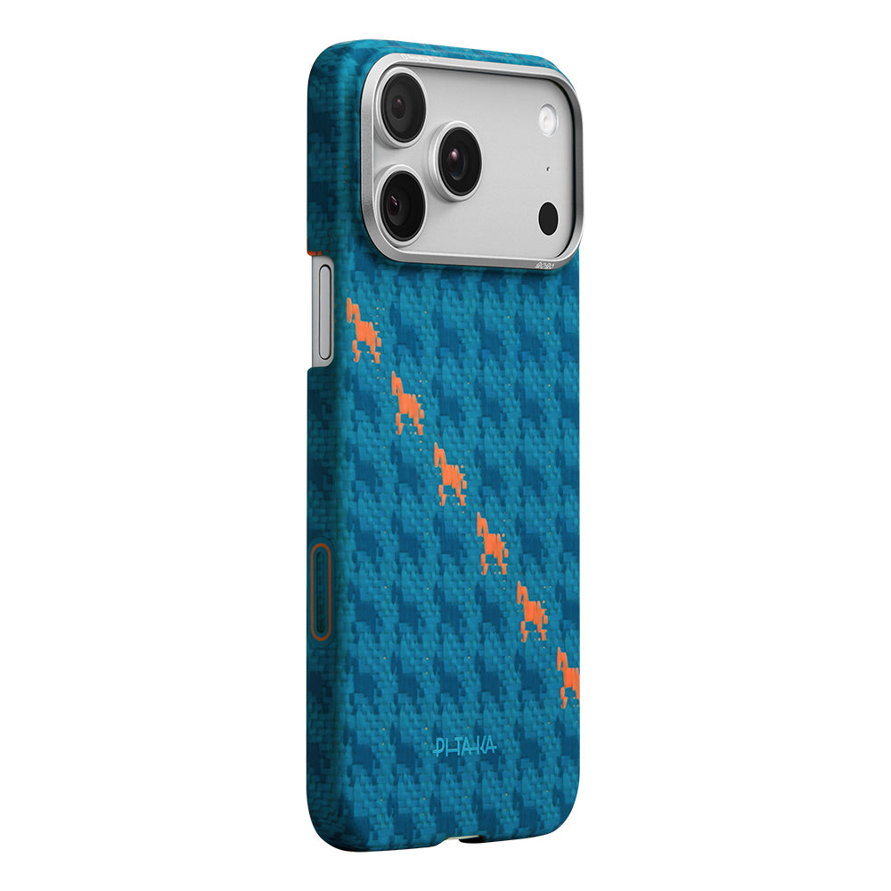 Apple iPhone 17 Pro Kılıf M-safe Şarj Özellikli Aramid Karbon Fiber Pitaka Edge Serisi Happiness Rides Kapak
