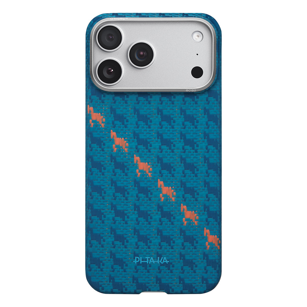 Apple iPhone 17 Pro Kılıf M-safe Şarj Özellikli Aramid Karbon Fiber Pitaka Edge Serisi Happiness Rides Kapak