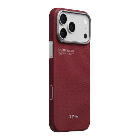Apple iPhone 17 Pro Kılıf M-safe Şarj Özellikli Aramid Karbon Fiber Pitaka Harvard University Serisi Kapak