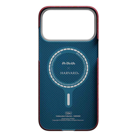 Apple iPhone 17 Pro Kılıf M-safe Şarj Özellikli Aramid Karbon Fiber Pitaka Harvard University Serisi Kapak