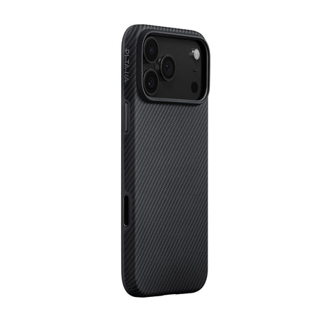 Apple iPhone 17 Pro Kılıf M-safe Şarj Özellikli Aramid Fiber Pitaka Military-Grade Classic Serisi Black-Grey Twill Kapak