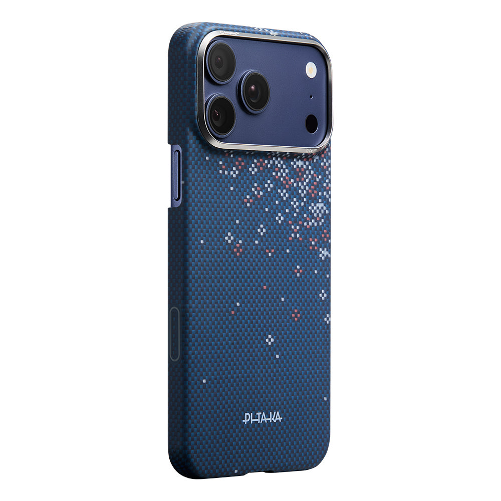 Apple iPhone 17 Pro Kılıf M-safe Şarj Özellikli Aramid Karbon Fiber Pitaka Sakura Hours Serisi Kapak