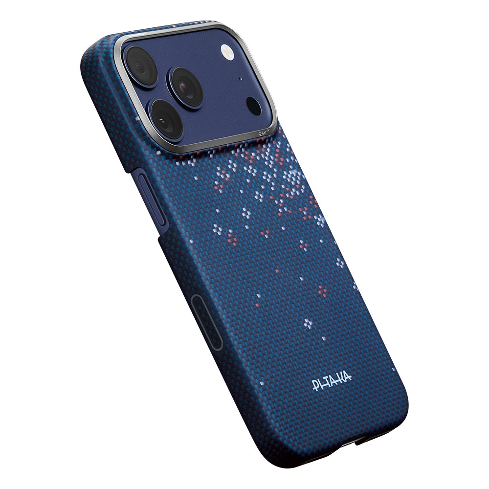 Apple iPhone 17 Pro Kılıf M-safe Şarj Özellikli Aramid Karbon Fiber Pitaka Sakura Hours Serisi Kapak