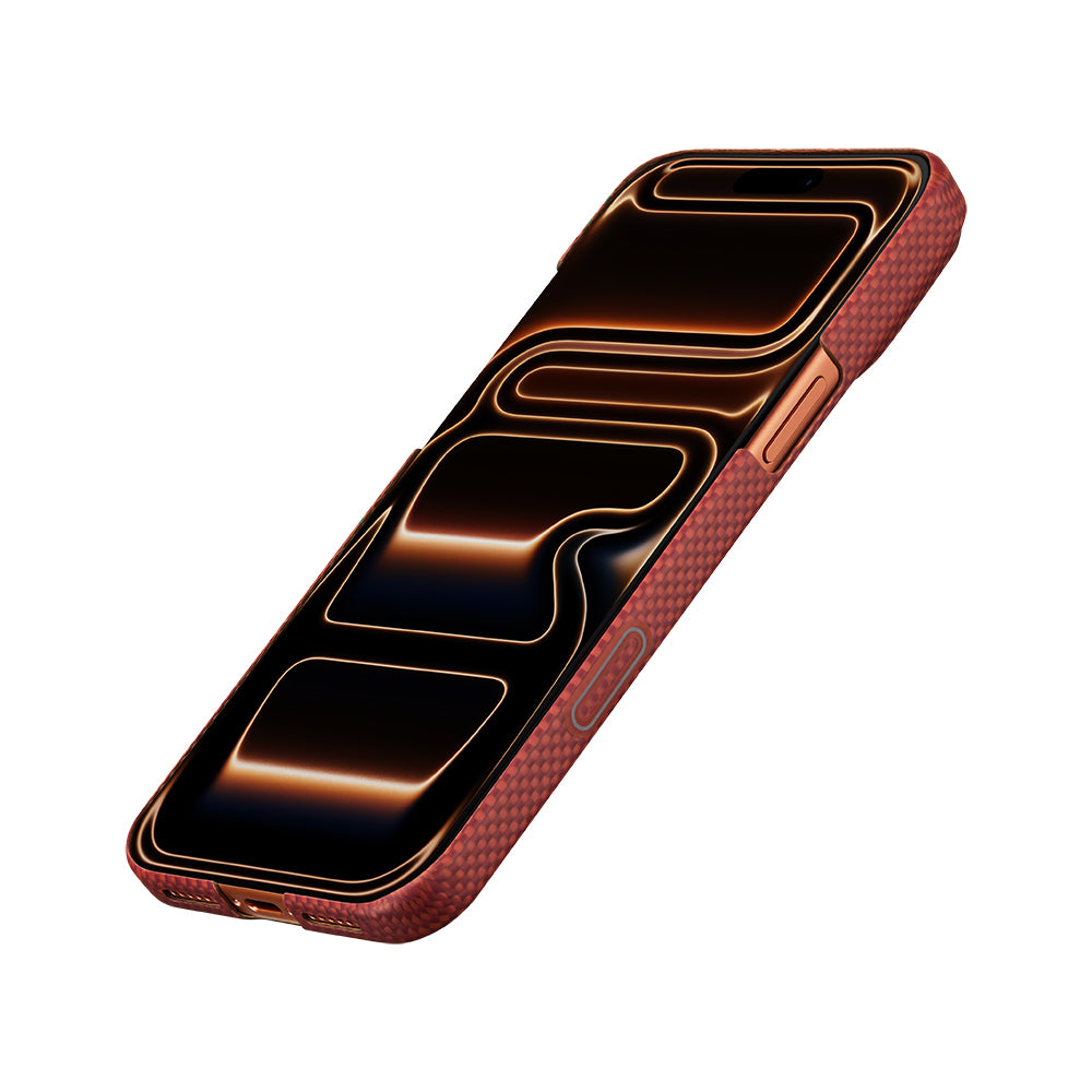 Apple iPhone 17 Pro Kılıf M-safe Şarj Özellikli Aramid Karbon Fiber Pitaka Sakura Hours Serisi Kapak